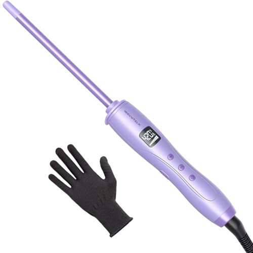 Wavytalk 3/8 Inch Small Curling Iron, Curling Wand for Short & Long Hair, Ceramic Small Barrel Curling Iron with Adjustable Temperature, Include Heat Resistant Glove (Purple) | Amazon (US)