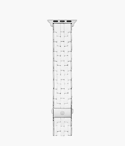 38/40/41mm and 42/44/45mm White and Stainless Silicone-Wrapped Bracelet Band for Apple Watch® | Michele Watches