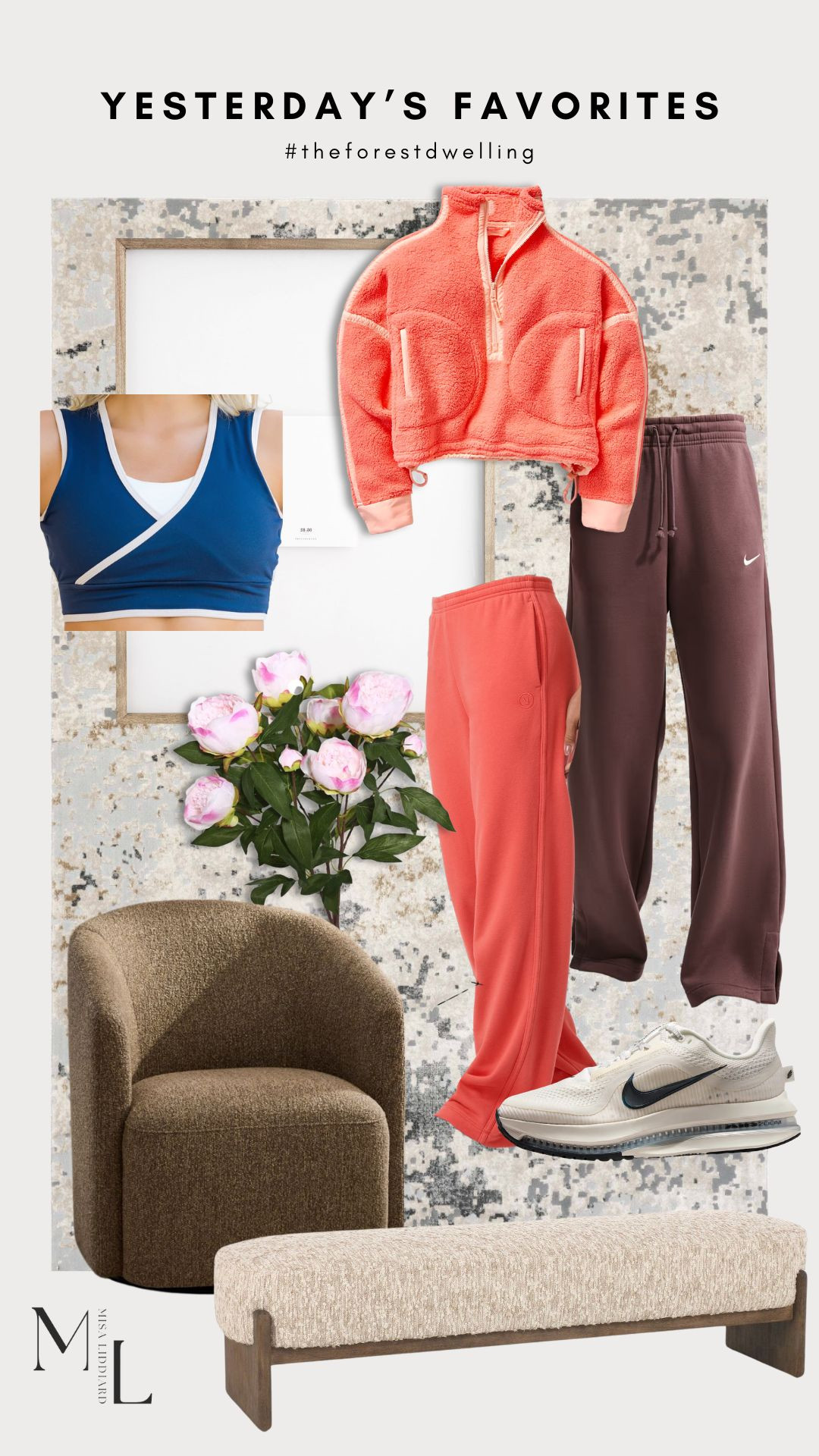 Loving yesterday's faves! The Mountain High half zip comes in lots of fun colors. These sweats are my go-to. The wide leg fit is so good. Shoes are super comfy. Feels like walking on a cloud! Faux florals are one of my favorite ways to decorate for spring. 

 #LTKdayinmylife #LTKActive #LTKHome