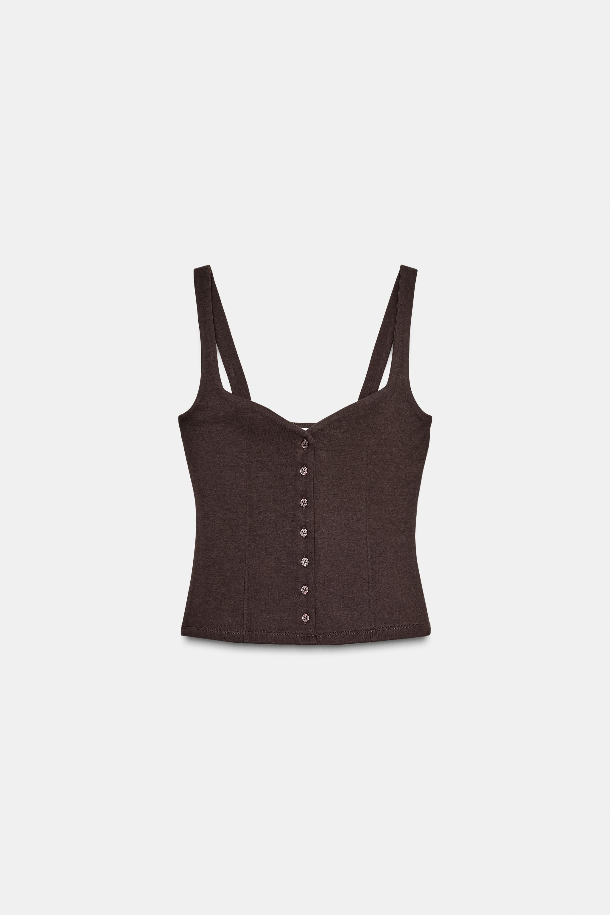 SWEETHEART NECKLINE TOP WITH BUTTONS | Zara AU