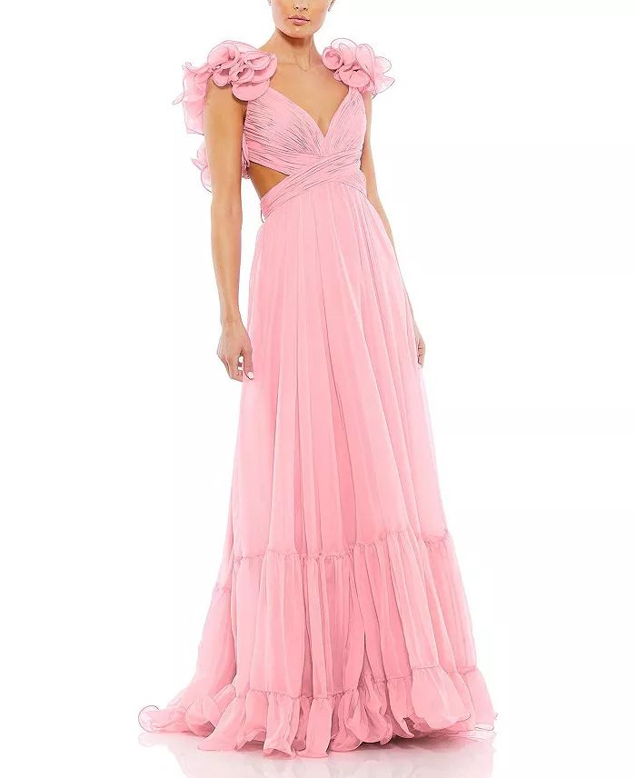 Ruffle Tiered Cut-Out Chiffon Gown | Bloomingdale's (US)