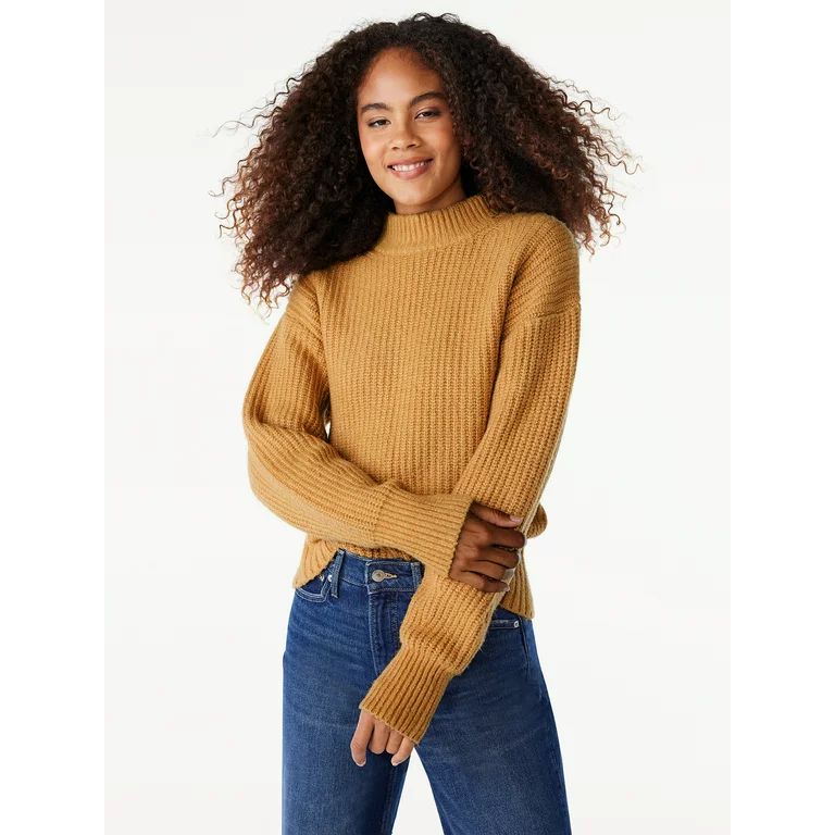 Free Assembly Women’s Mock Neck Ribbed Sweater, Heavyweight, Sizes XS-XXL | Walmart (US)