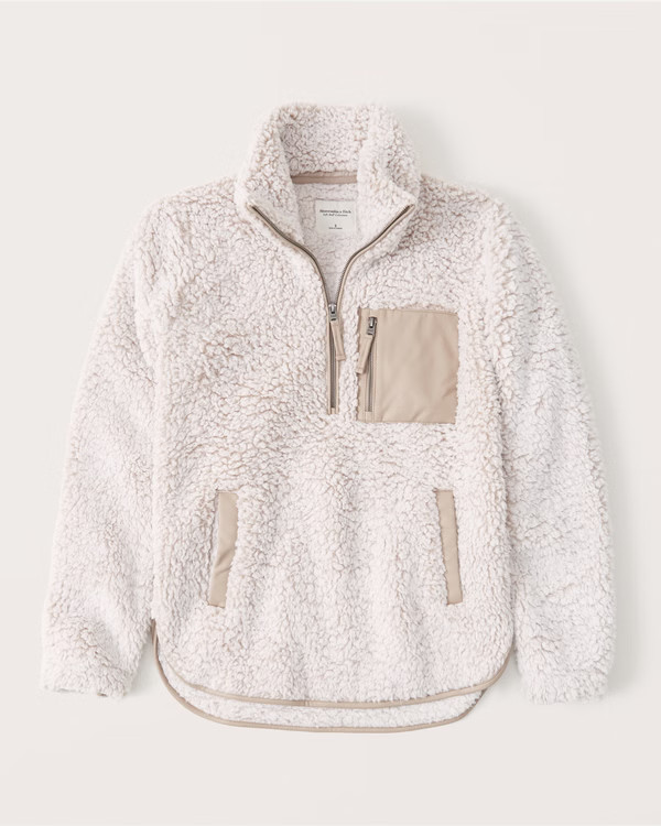 Sherpa Half-Zip Elevated Trim Sweatshirt | Abercrombie & Fitch (US)