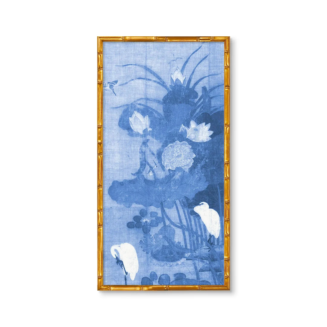 Chinoiserie Vintage Crane Mural Art Print | High-End Wall Art | Urban Garden Prints