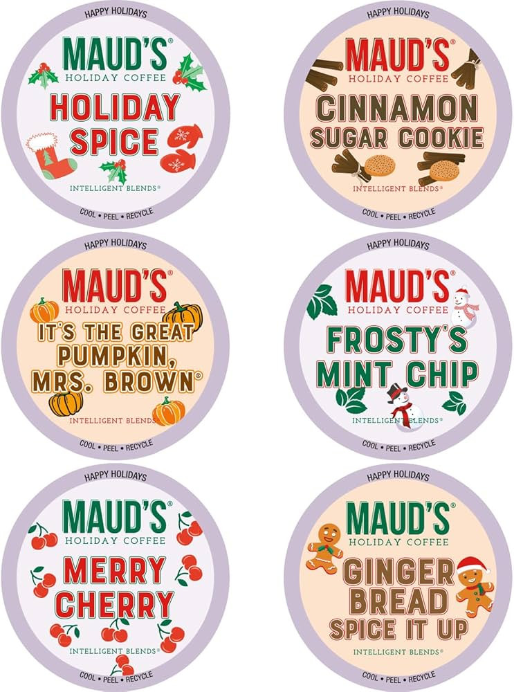 Maud's Holiday Blend Coffee Pods Variety Pack, 42 ct, 6 Assorted Flavors, Medium Roast Coffee in ... | Amazon (US)