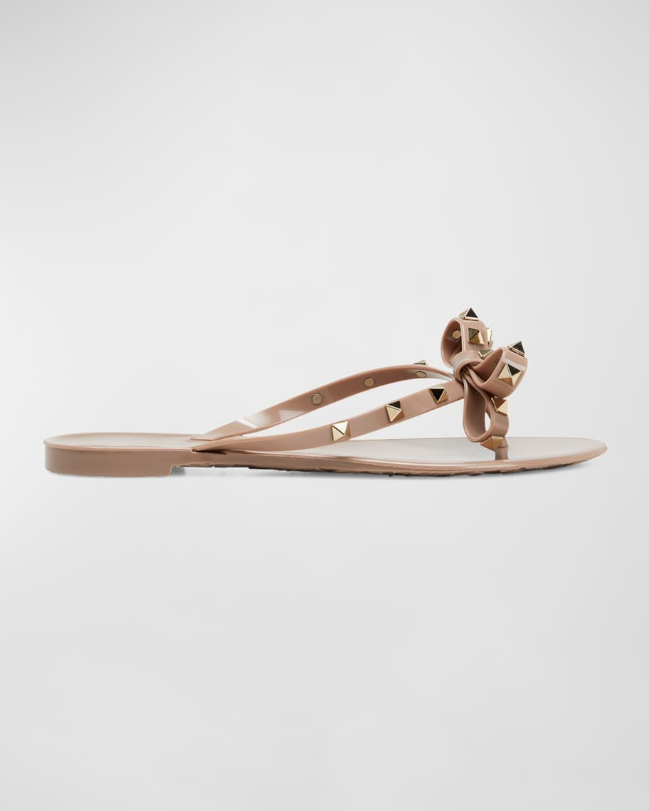 Valentino Garavani Rockstud PVC Flat Thong Sandals | Neiman Marcus