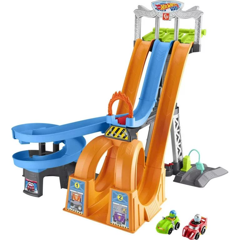 Little People Hot Wheels Racing Loops Tower Toddler Vehicle Playset with Sounds & 2 Toy Cars | Walmart (US)