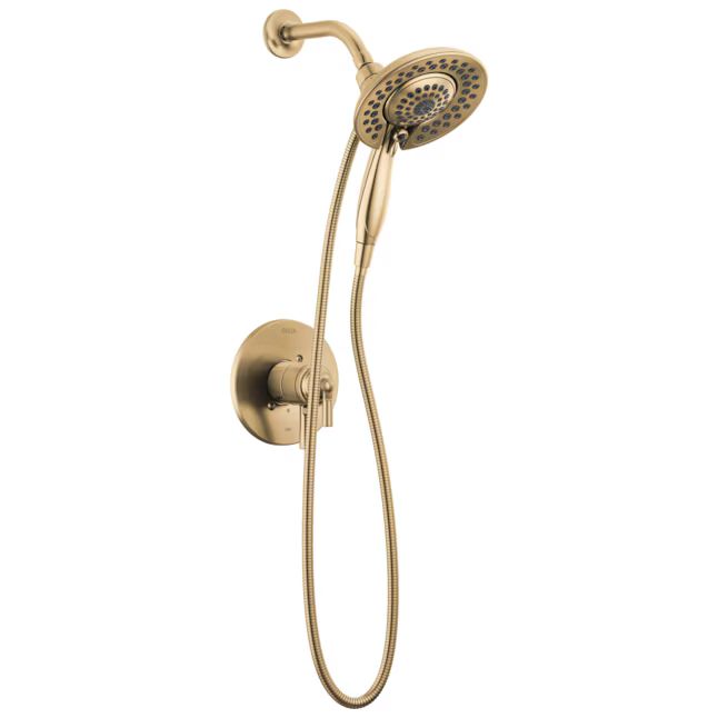 Delta Saylor Champagne Bronze 2-handle Multi-function Round Shower Faucet | Lowe's