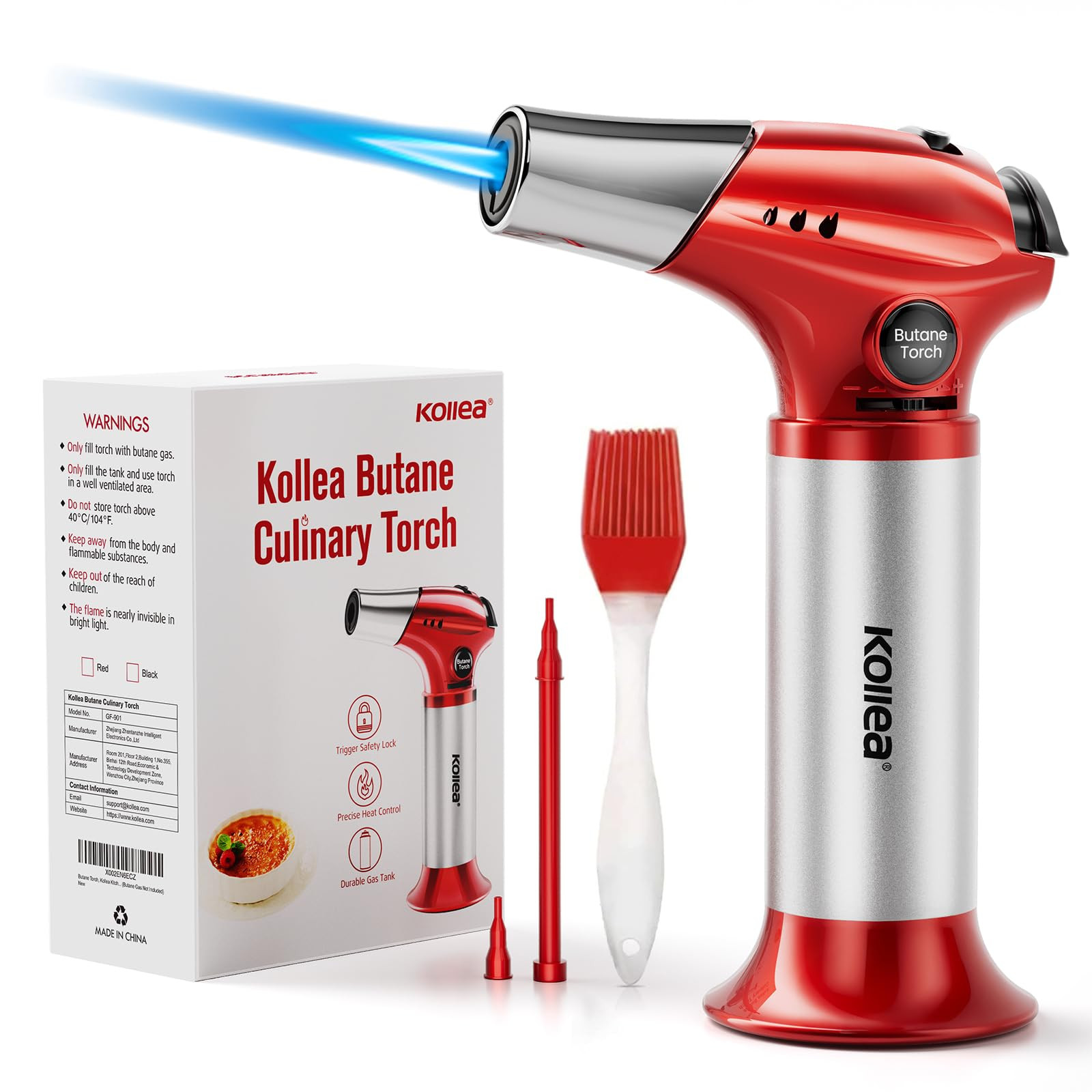 Kollea Creme Brulee Torch, Refillable Butane Torch Lighter, Kitchen Torch Food Torch with Safety ... | Amazon (US)