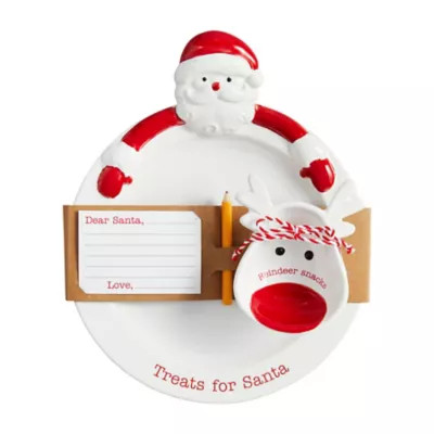 Mud Pie® Santa Cookie Plate and Bowl Set in White | Bed Bath & Beyond | Bed Bath & Beyond