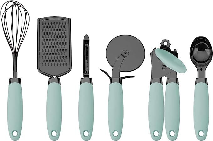 Country Kitchen 6 Pc Essentials Kitchen Stainless Steel Gadget Set Black Gun Metal with Soft Touc... | Amazon (US)