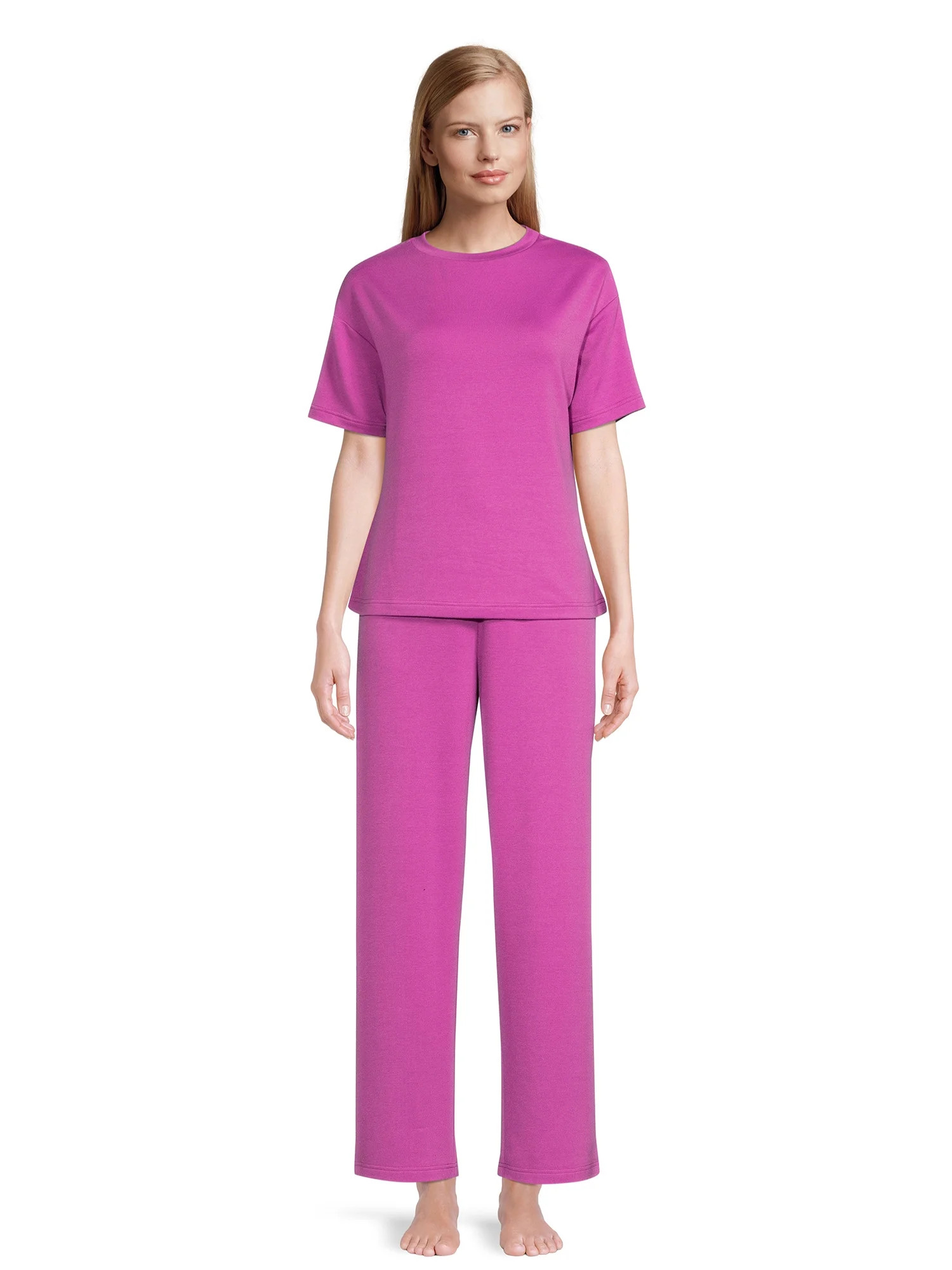 Lissome Women's and Women's Plus Size French Terry Top and Pants Sleep Set, 2-Piece - Walmart.com | Walmart (US)