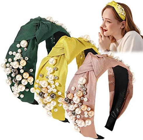 Headbands for Women Head Bands - Wide Knotted Pearl Fashion Cute Large Accessories Hairbands for ... | Amazon (US)