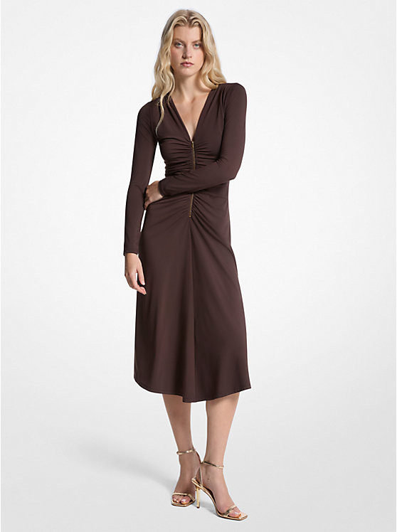 Ruched Stretch Matte Jersey Dress | Michael Kors US