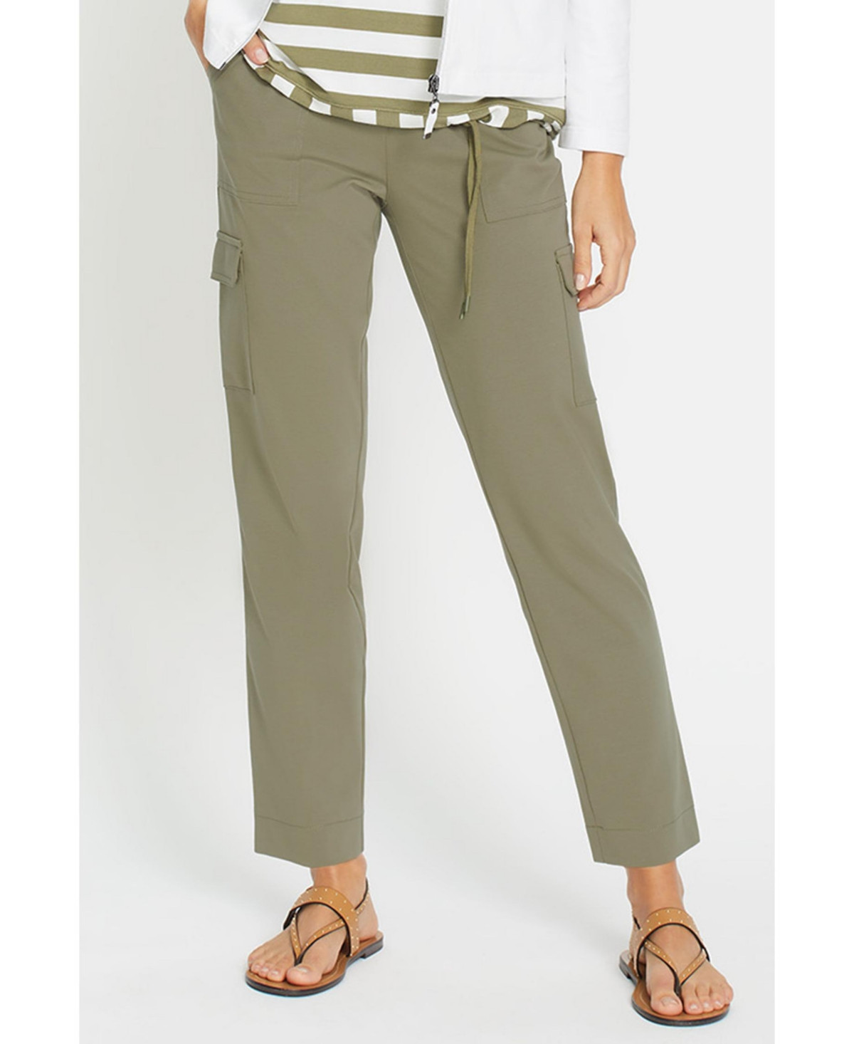 Olsen Women's Mona Fit Straight Cropped Cargo Pant - Olive | Macy's
