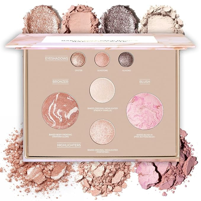 All-in-One Baked Makeup Palette with 3 Eyeshadows, 2 Highlighters, 1 Blush & 1 Bronzer - Highly P... | Amazon (US)