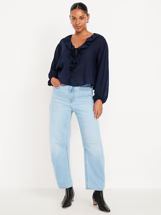 High-Waisted Wow Barrel Ankle Jeans | Old Navy (US)