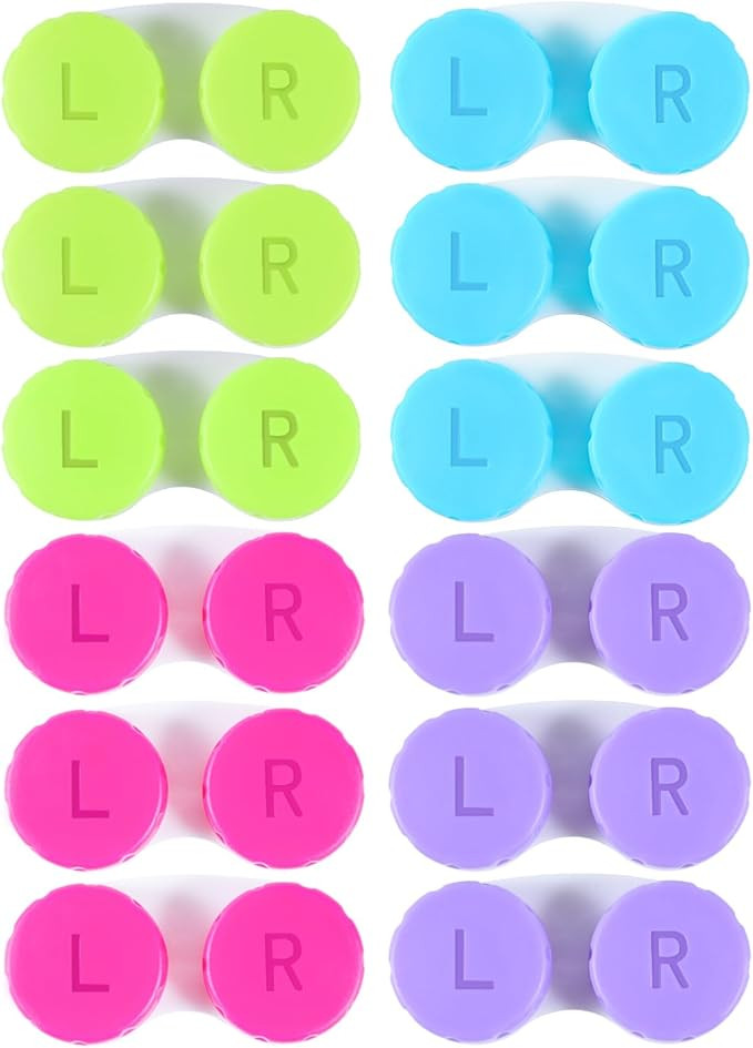 KISEER 12 Pack Colorful Contact Lens Case Box Holder Container Soak Storage Kit | Amazon (US)