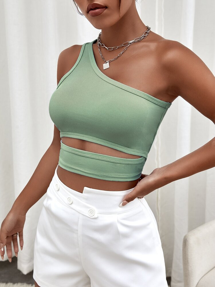 One Shoulder Cut Out Crop Top | SHEIN