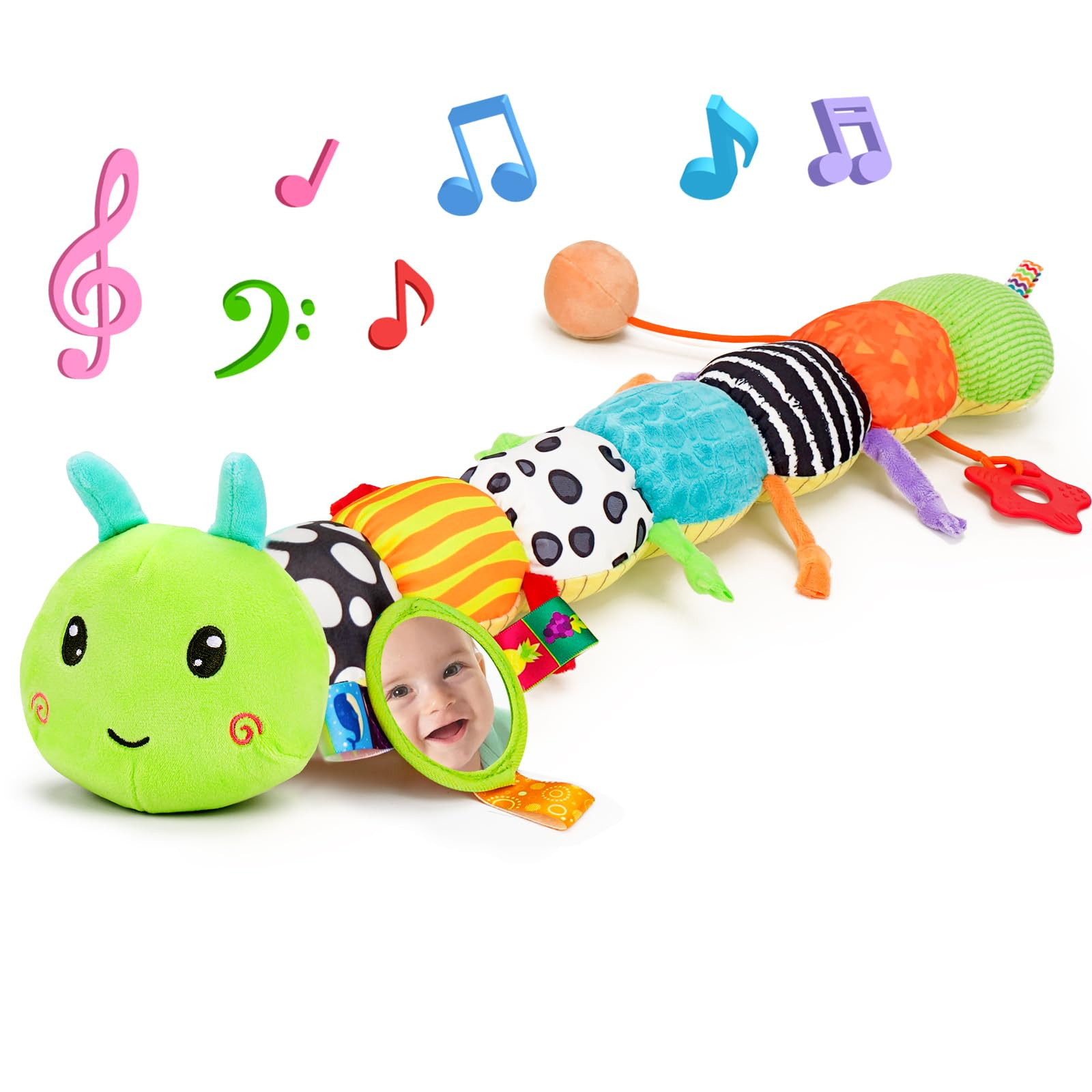 Baby Sensory Toy 0-6 Month Music Animal Stuffed Plush Caterpillar Toy for Infant 0-3-6-12 Month O... | Amazon (US)