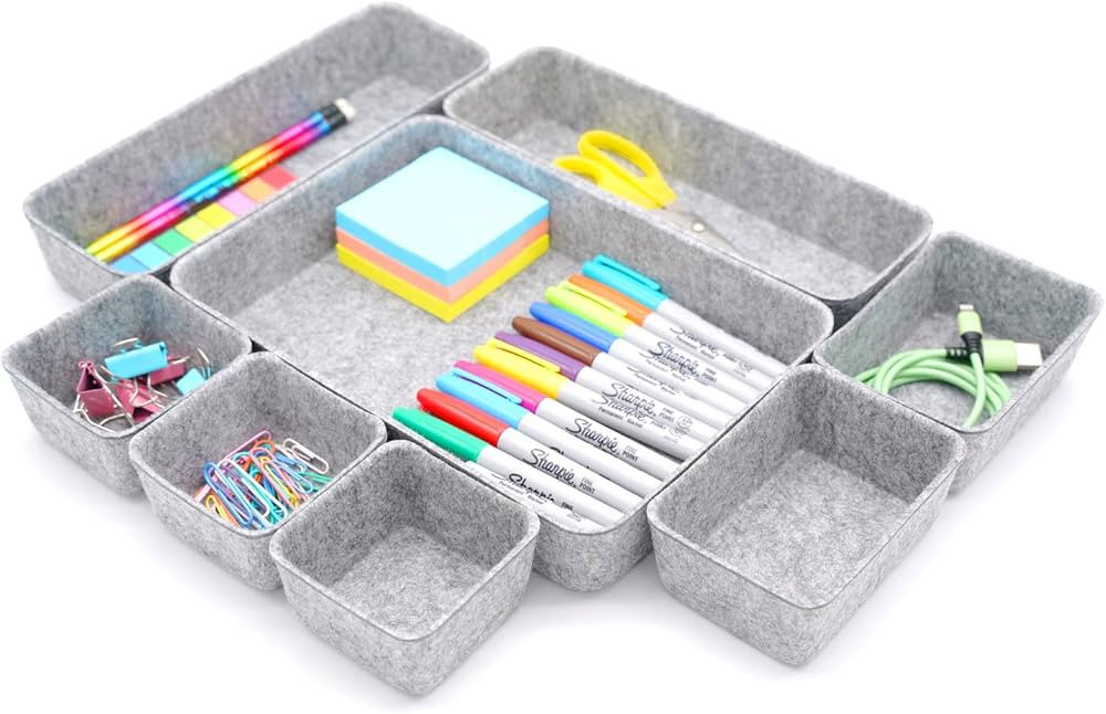 Office Drawer Organizers Trays Drawers dividers Felt Storage Bins Organizer bin for Jewelry Cosme... | Amazon (US)