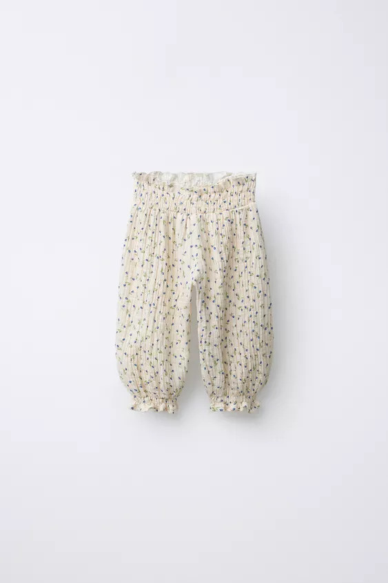 FLORAL TEXTURED BAGGY PANTS | Zara US