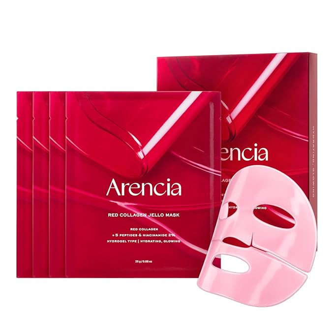 ARENCIA Red Collagen Jello Mask, Plump & Hydrating x 4ea, Overnight Hydrogel Mask for Dry, Mature... | Amazon (US)