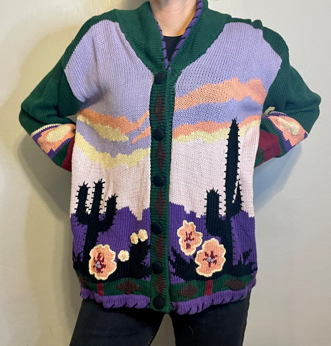 Vintage Handknitted Western Sweater - Etsy | Etsy (US)