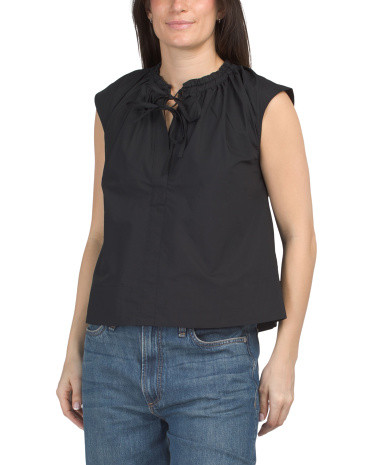Sleeveless Wide Split Neck Blouse With Neck Tie Detail | Short Sleeve Tops | Marshalls | Marshalls