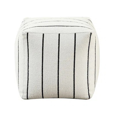 Square Pouf , Non-slip Base, 300lbs Weight Capacity, 16"x16" Form Fabric Upholstered Stripe | Wayfair North America