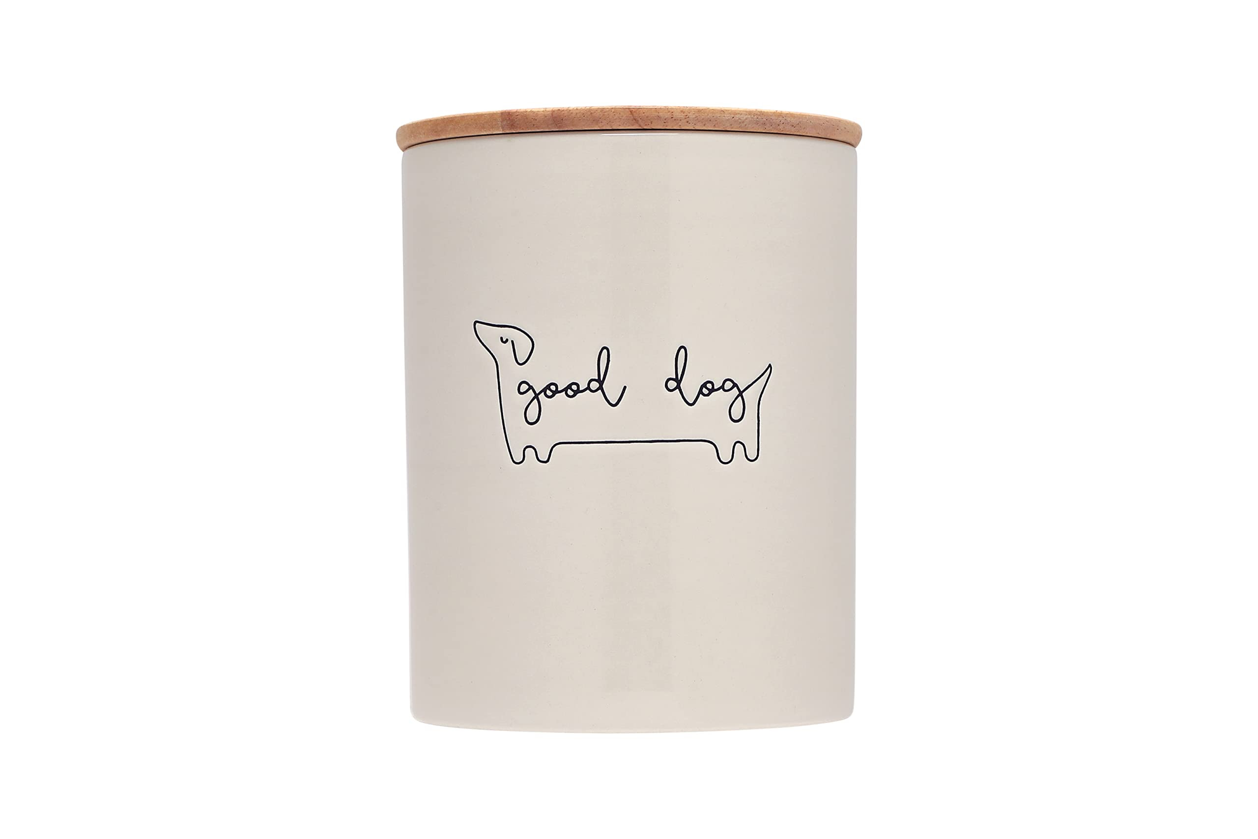 Pearhead Good Dog Treat Jar, Holds 4 Cups, Holiday Pet Owner Christmas Gifts, Ceramic Pet Treat Canister, Neutral Modern Kitchen Decor, Pet Accessories, Dog Biscuit Storage Jar, Freshness Seal | Amazon (US)