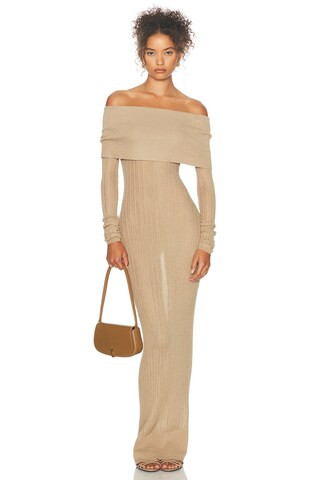 Helsa Justin Maxi Dress in Beige | FWRD 