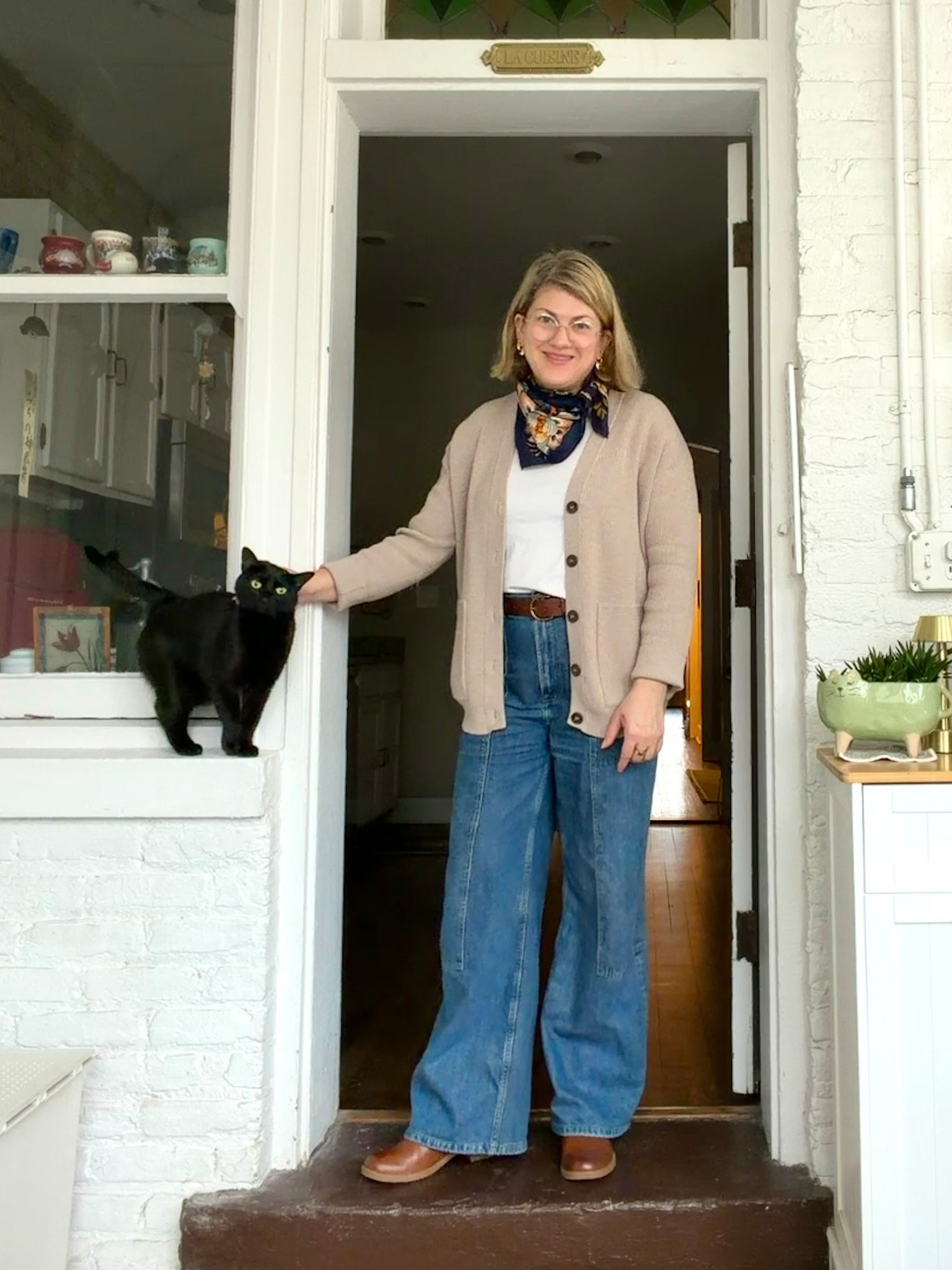 I love this outfit because it’s a good reminder that style doesn’t need to be fussy. This is literally a white t-shirt and jeans with a cardigan. But as a belt, boots and a scarf and everyone will suddenly tell you how you look so put together. It’s really all just stuff that almost everyone has in their closet! 🤍 Unlinkables: Cardigan is from Ministry of Supply. Scarf is vintage Liberty London. Close matches linked where possible. 

#LTKOver40 #LTKMidsize #LTKootd
