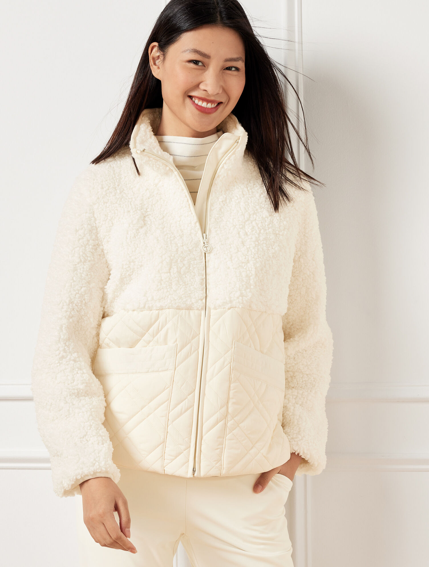Quilted Sherpa Mixed Media Jacket | Talbots