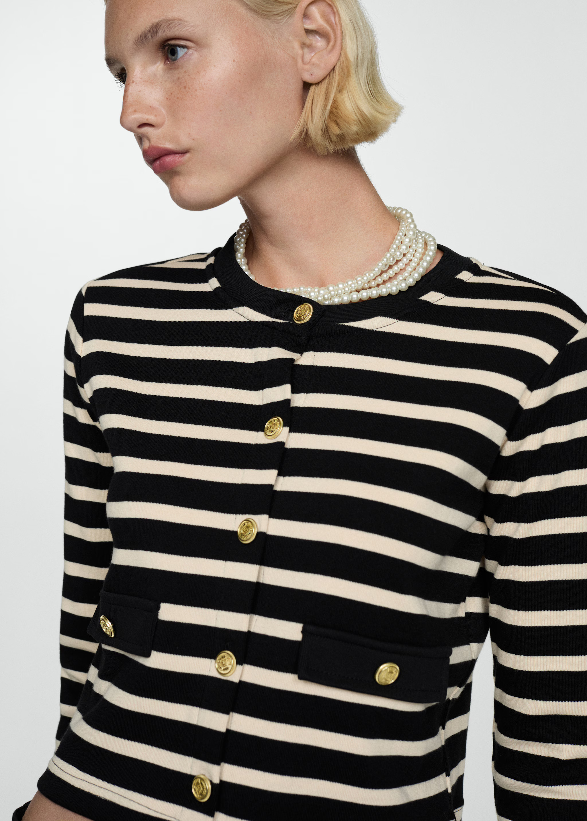 Striped cardigan with buttons - Women | MANGO United Kingdom | MANGO (UK)