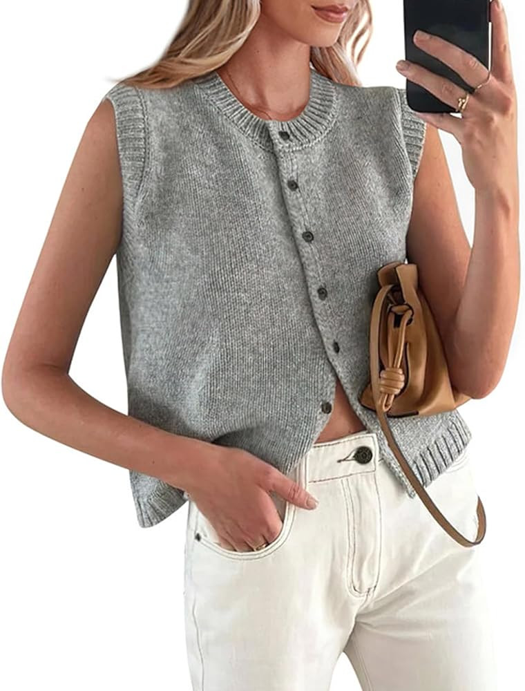 PRETTYGARDEN Sweater Vest Women 2025 Spring Summer Casual Lightweight Knit Sleeveless Button Down... | Amazon (US)
