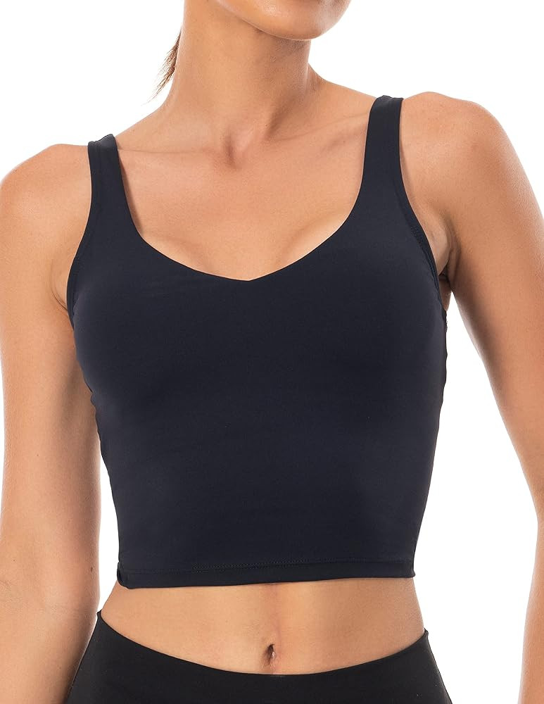 YUNOGA Women's Wirefree Padded Sports Bra Light Support Athletic Bra Workout Cropped Tank Tops | Amazon (US)