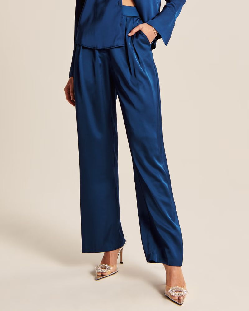 Women's A&F Sloane Satin Tailored Pant | Women's | Abercrombie.com | Abercrombie & Fitch (US)