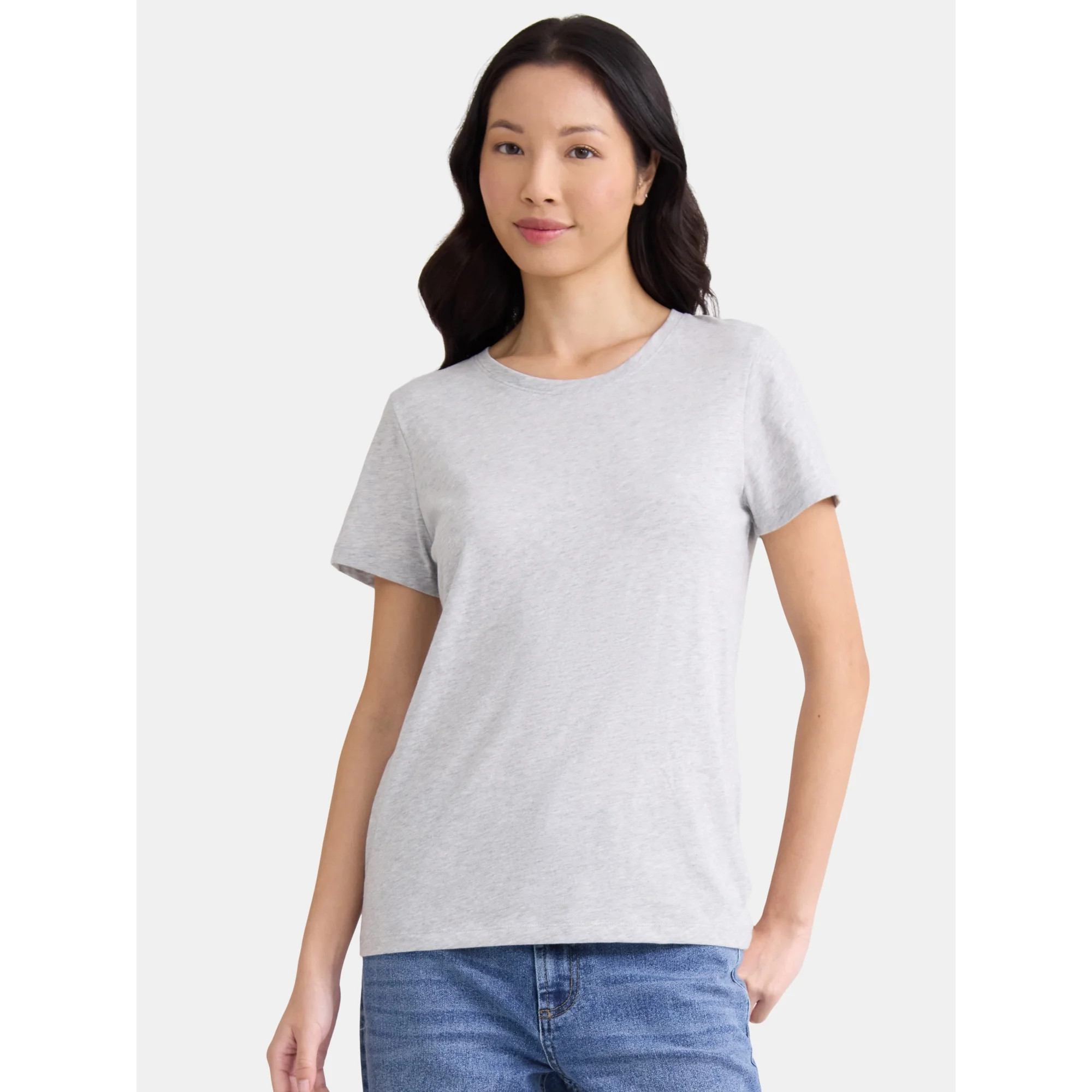 Time and Tru Women's Crewneck Tee with Short Sleeves, Size XS-XXXL | Walmart (US)
