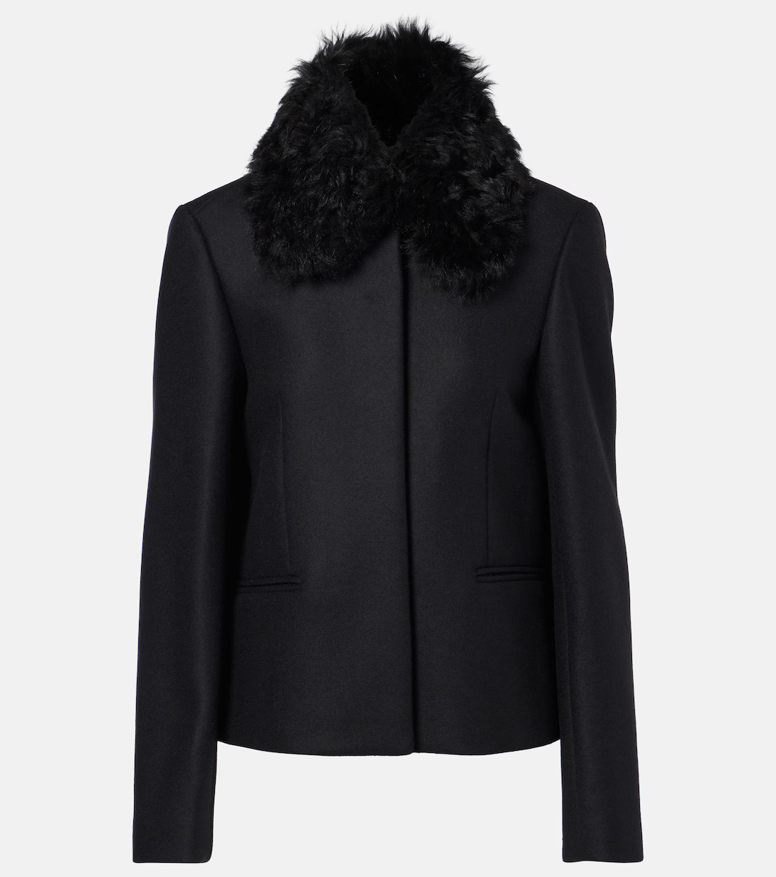 Shearling-trimmed wool-blend jacket | Mytheresa (US/CA)