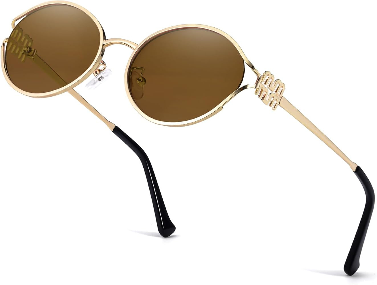 Retro Oval Sunglasses for Women Classic Round Designer Sun Glasses UV400 Protection Gold Metal Fr... | Amazon (US)