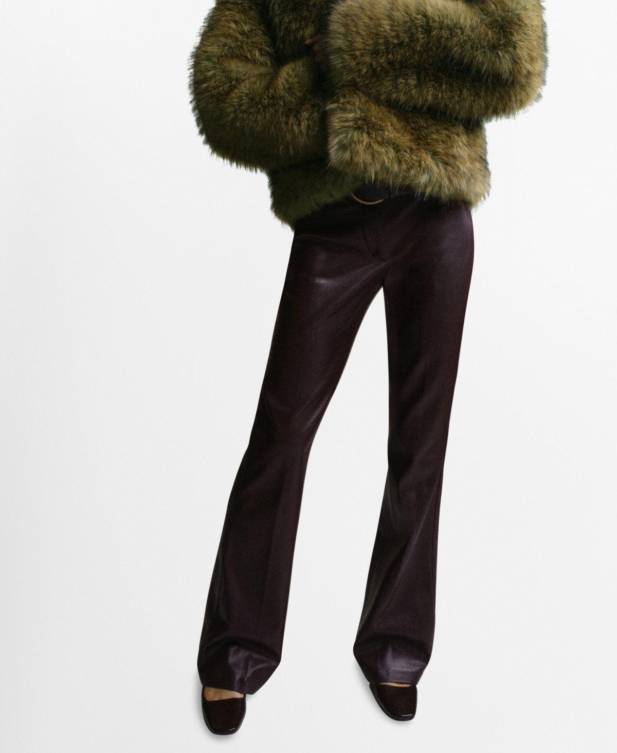 Mango Women's Leather-Effect Slim-Fit Pants - Wine | Macy's