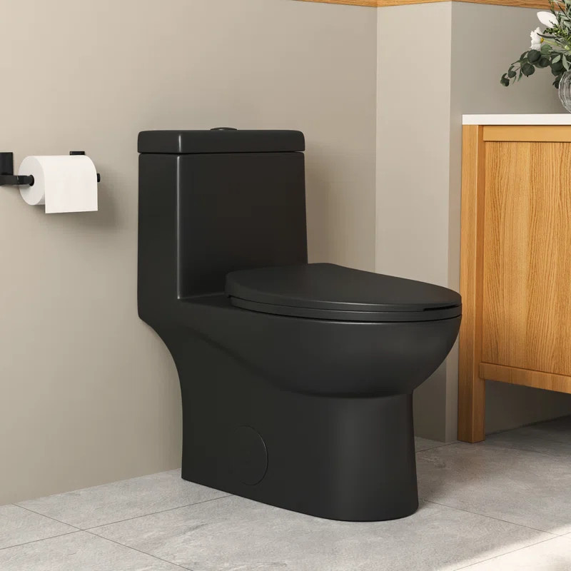Ally Dual-Flush Elongated One-Piece Toilet with Glazed Surface Modern Toilet with Comfort Seat He... | Wayfair North America