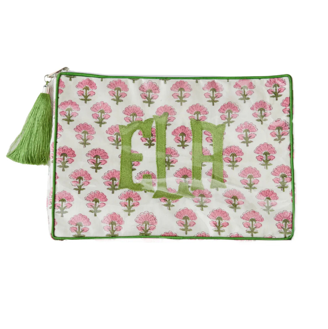 Custom Block Print Bag - Pink/Green | Beth Ladd Collections