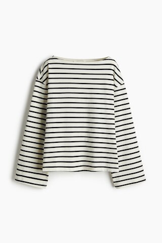 H & M - Boat-Neck Cotton Top - Black | H&M (US + CA)
