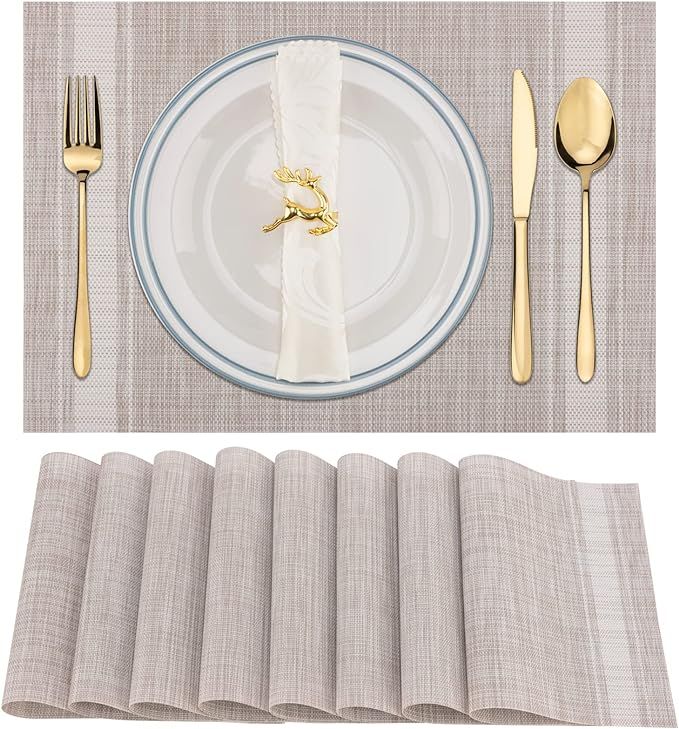 Winknowl Placemats, Set of 8 Heat Resistant Stain Resistant Non-Slip Woven Vinyl Insulation Place... | Amazon (US)