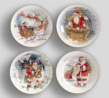 Nostalgic Santa Stoneware Dinner Plates - Set of 4 | Pottery Barn (US)
