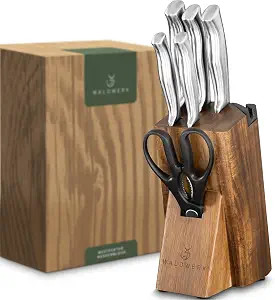 WALDWERK Knife Set - 7pcs Kitchen Knife Set with Block and Integrated Sharpener - Kitchen Knife S... | Amazon (US)