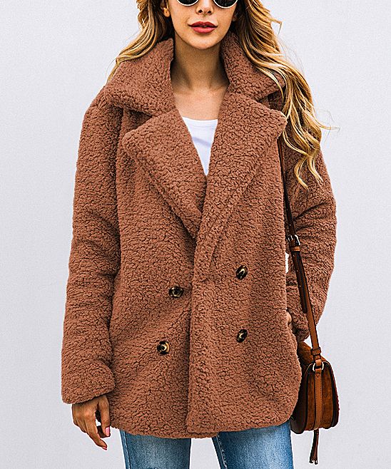 Suvimuga Women's Overcoats Brown - Brown Teddy Coat - Women | Zulily