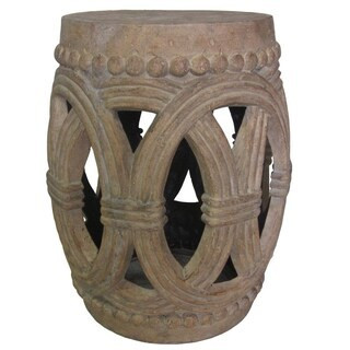 19.25 in. H Ivory Cast Stone Fiberglass Garden Stool | The Home Depot